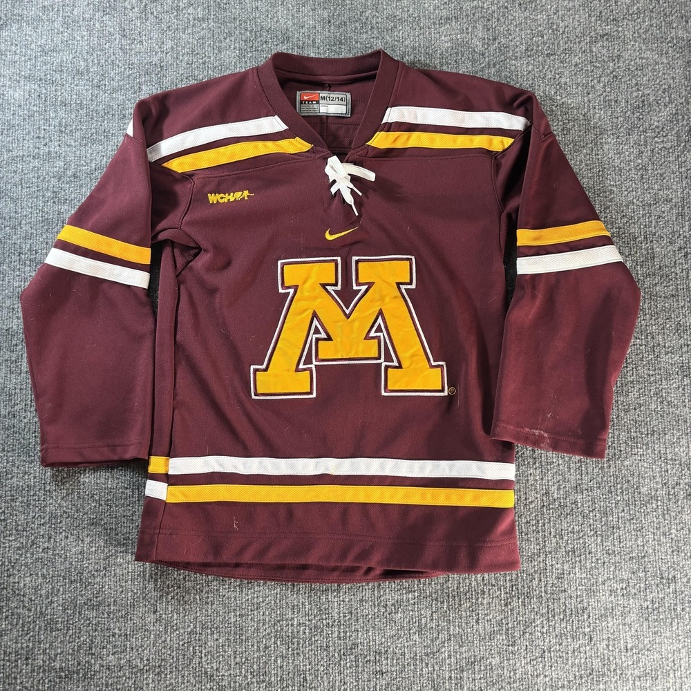 Minnesota Golden Gophers Ice Hockey Jersey‎ Boys Medium Red NCAA Nike Lace Up